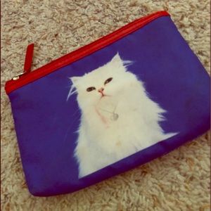 Red and Blue Kitty makeup bag